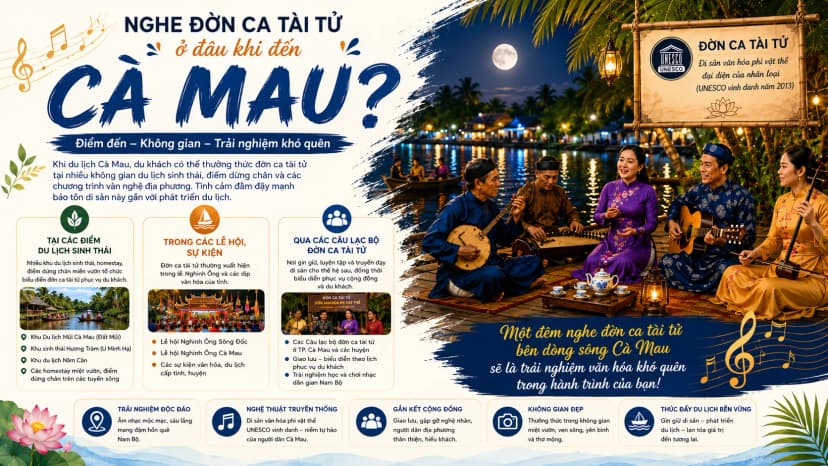 Nghe đờn ca tài tử ở đâu khi đến Cà Mau?