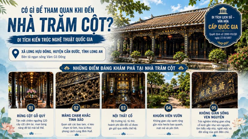 Trải nghiệm tham quan Nhà Trăm Cột Long An