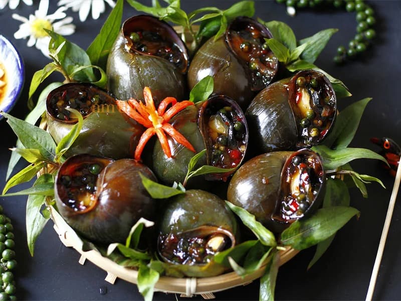 Ốc nướng tiêu xanh