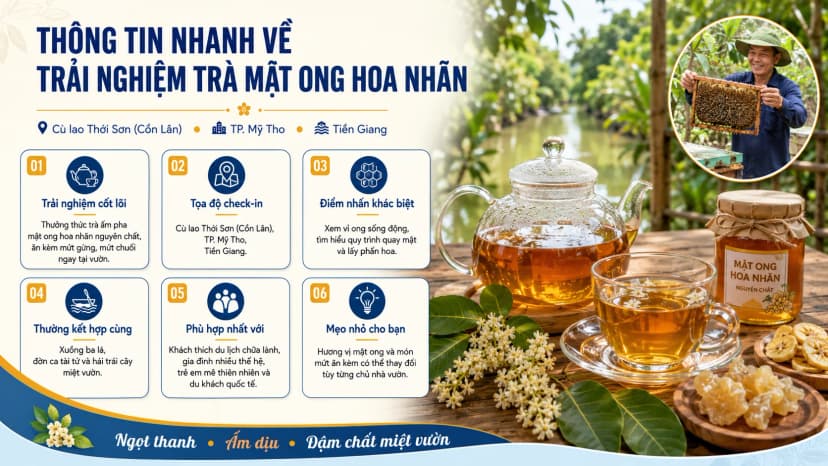 Trải nghiệm trà mật ong hoa nhãn tại Cù Lao Thới Sơn Tiền Giang