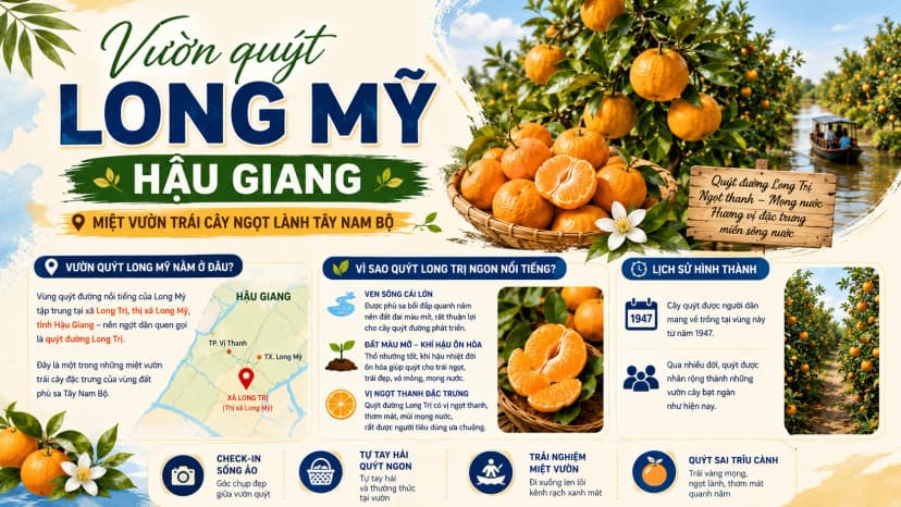 Vườn quýt đường Long Trị tại khu vực Long Mỹ