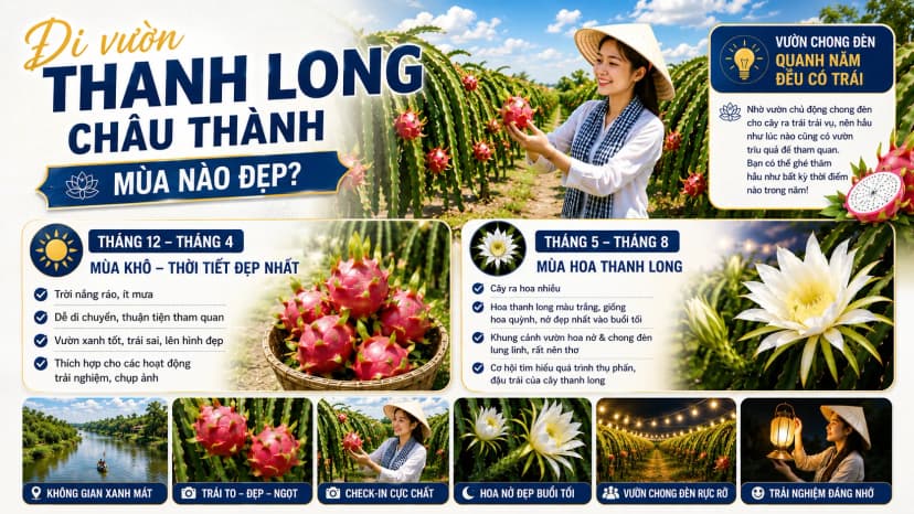 Đi vườn thanh long Châu Thành mùa nào đẹp?